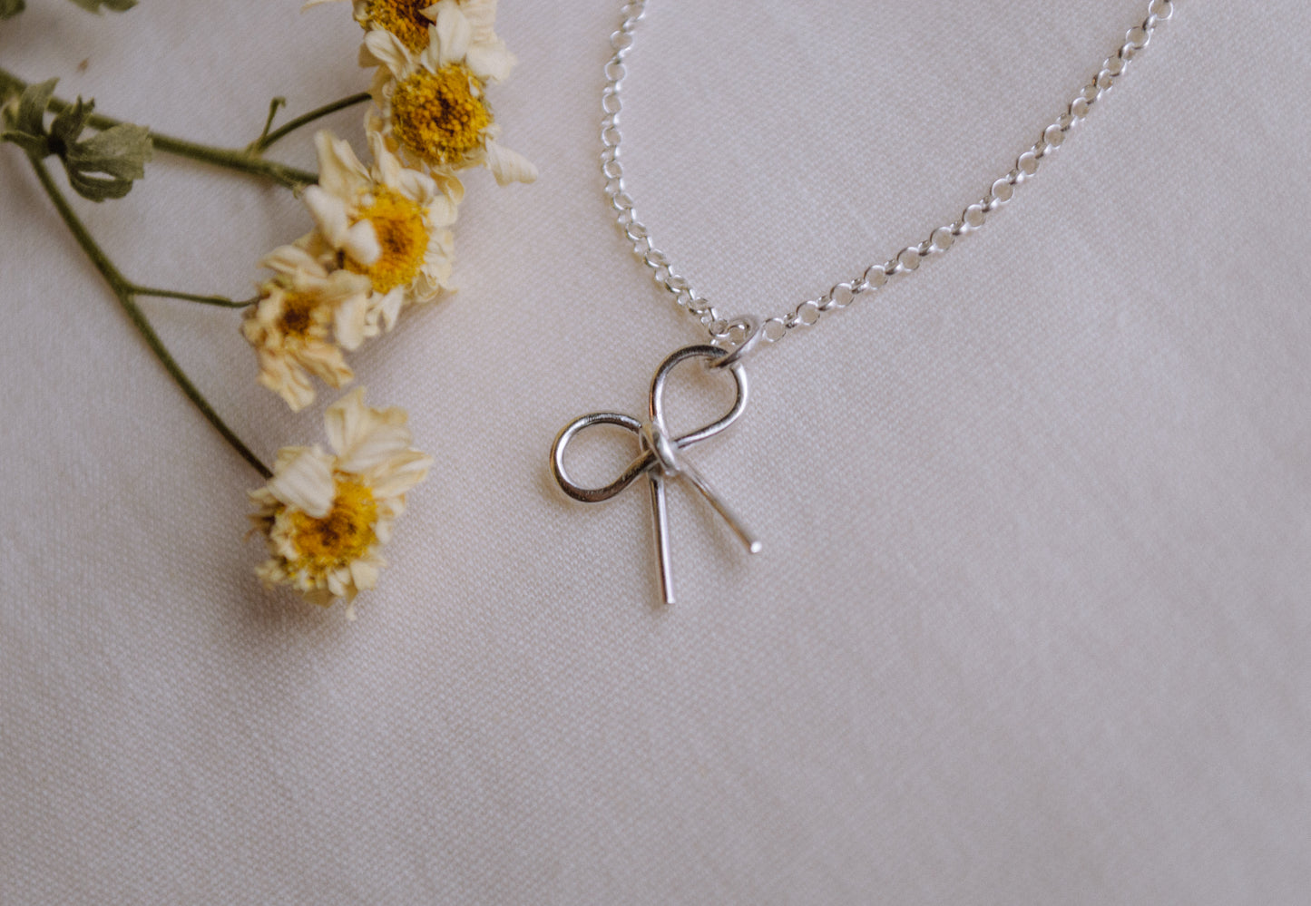Mini Silver Bow Necklace