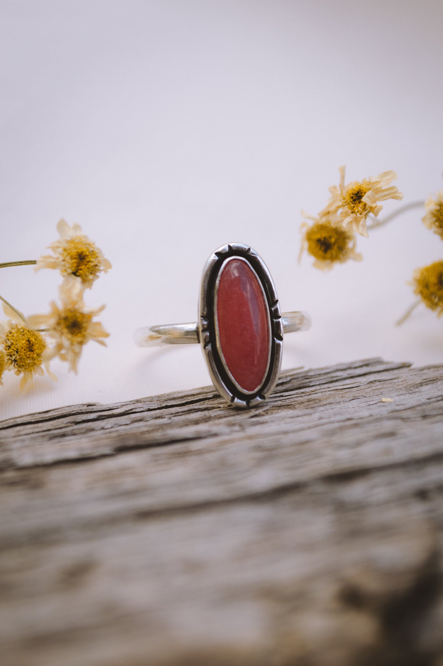 Pink Jade Ring - size 10 3/4