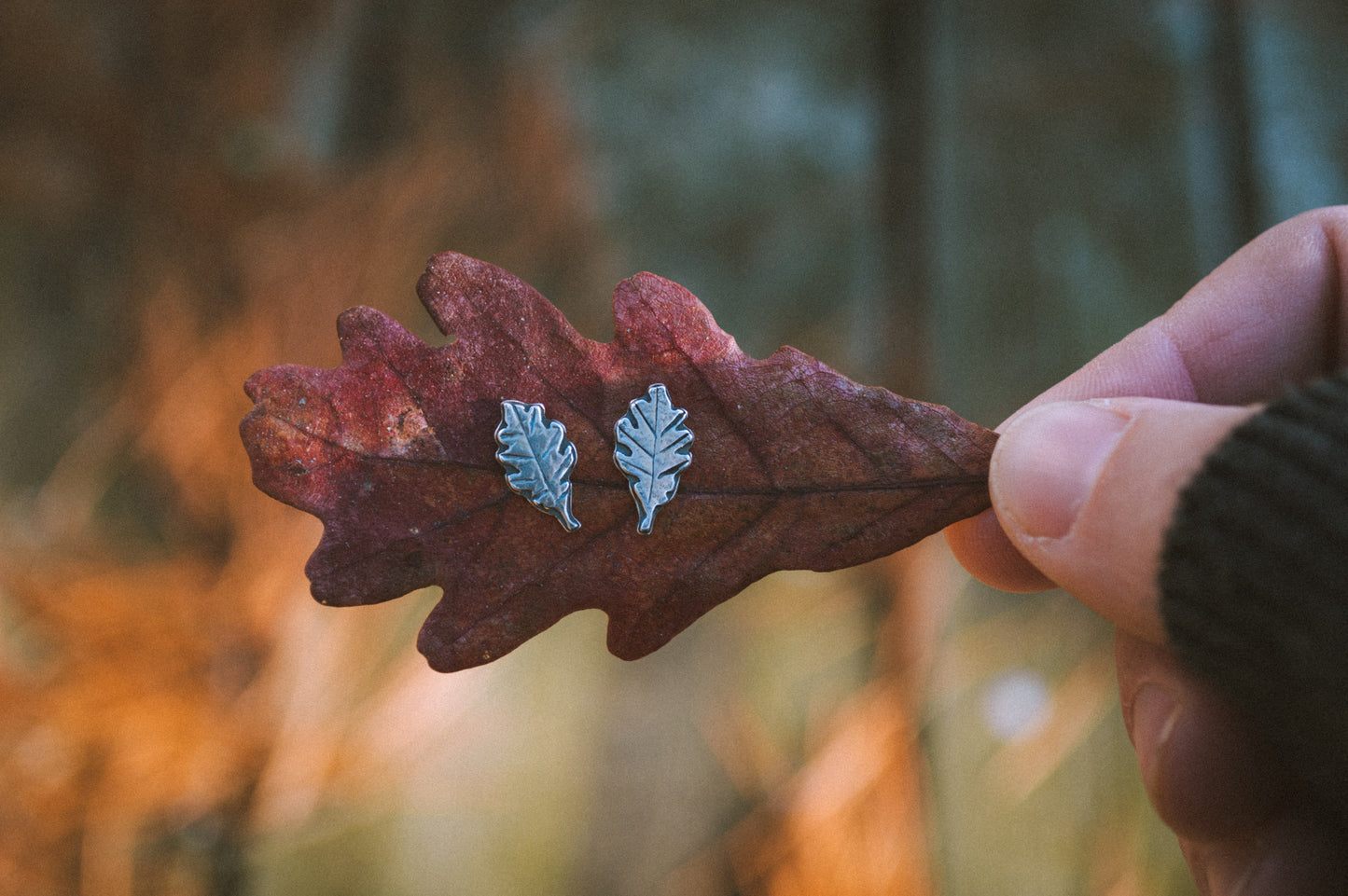 Sterling Oak Leaf Studs