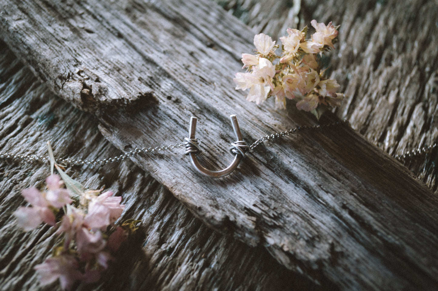 Wire Wrapped Horseshoe Necklace