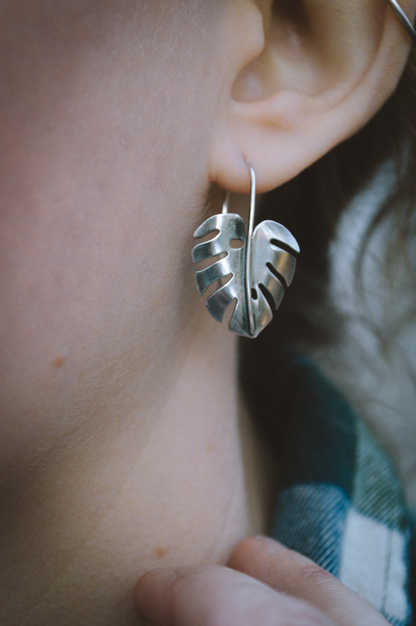 Sterling Monstera Earrings