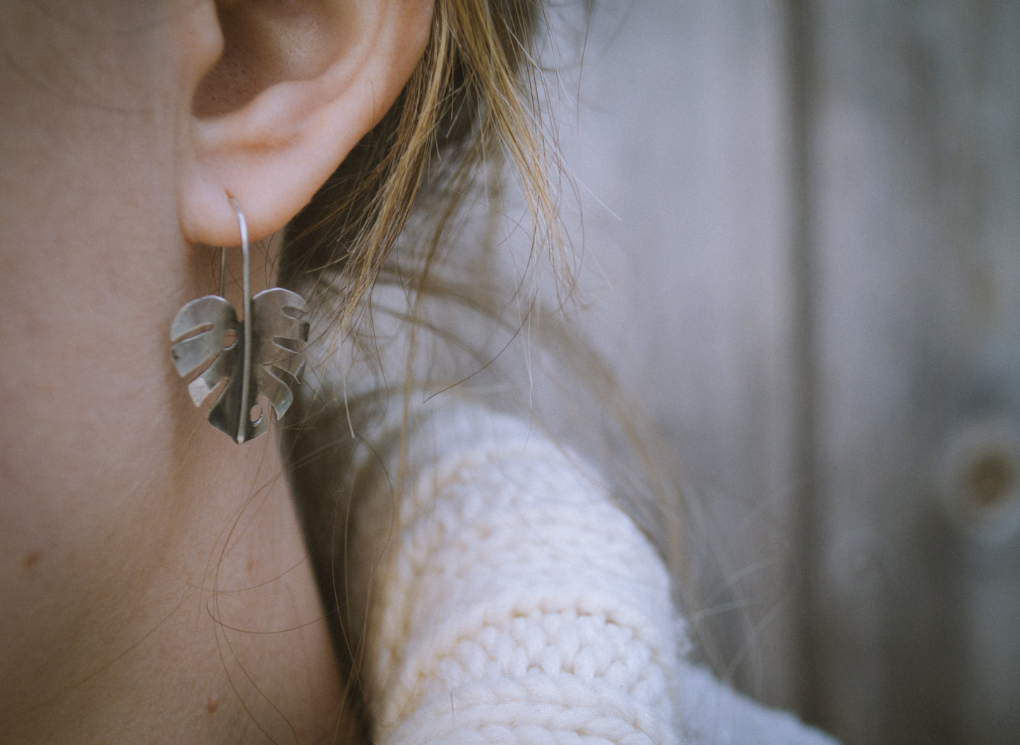 Sterling Monstera Earrings