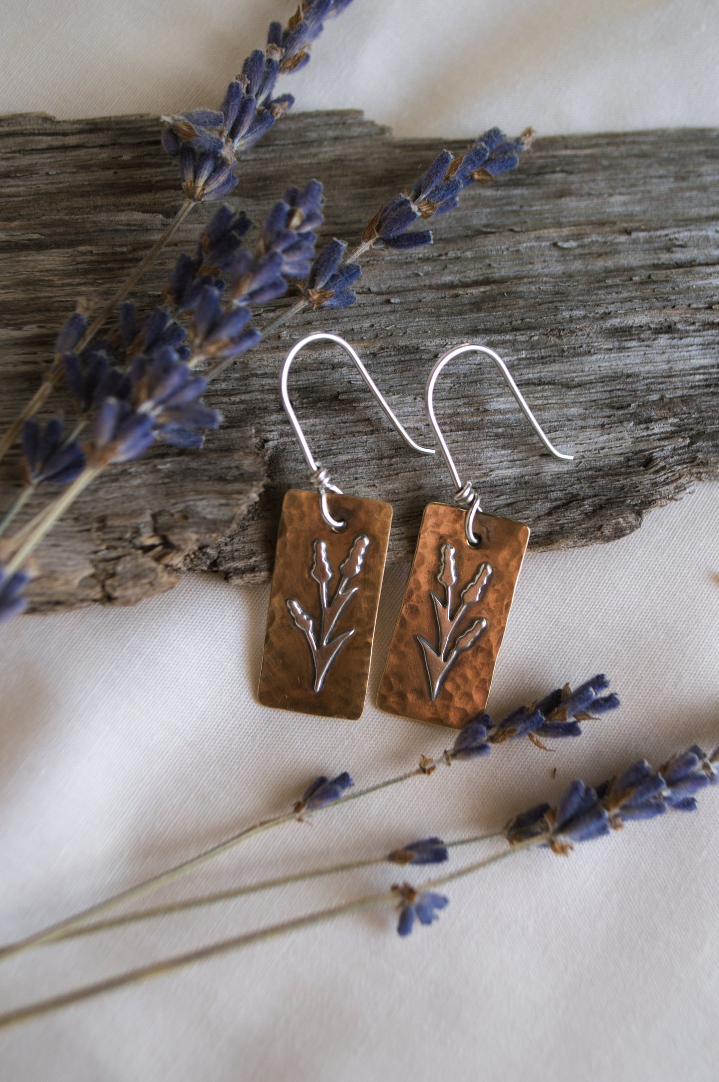 Mixed Metal Lavender Earrings