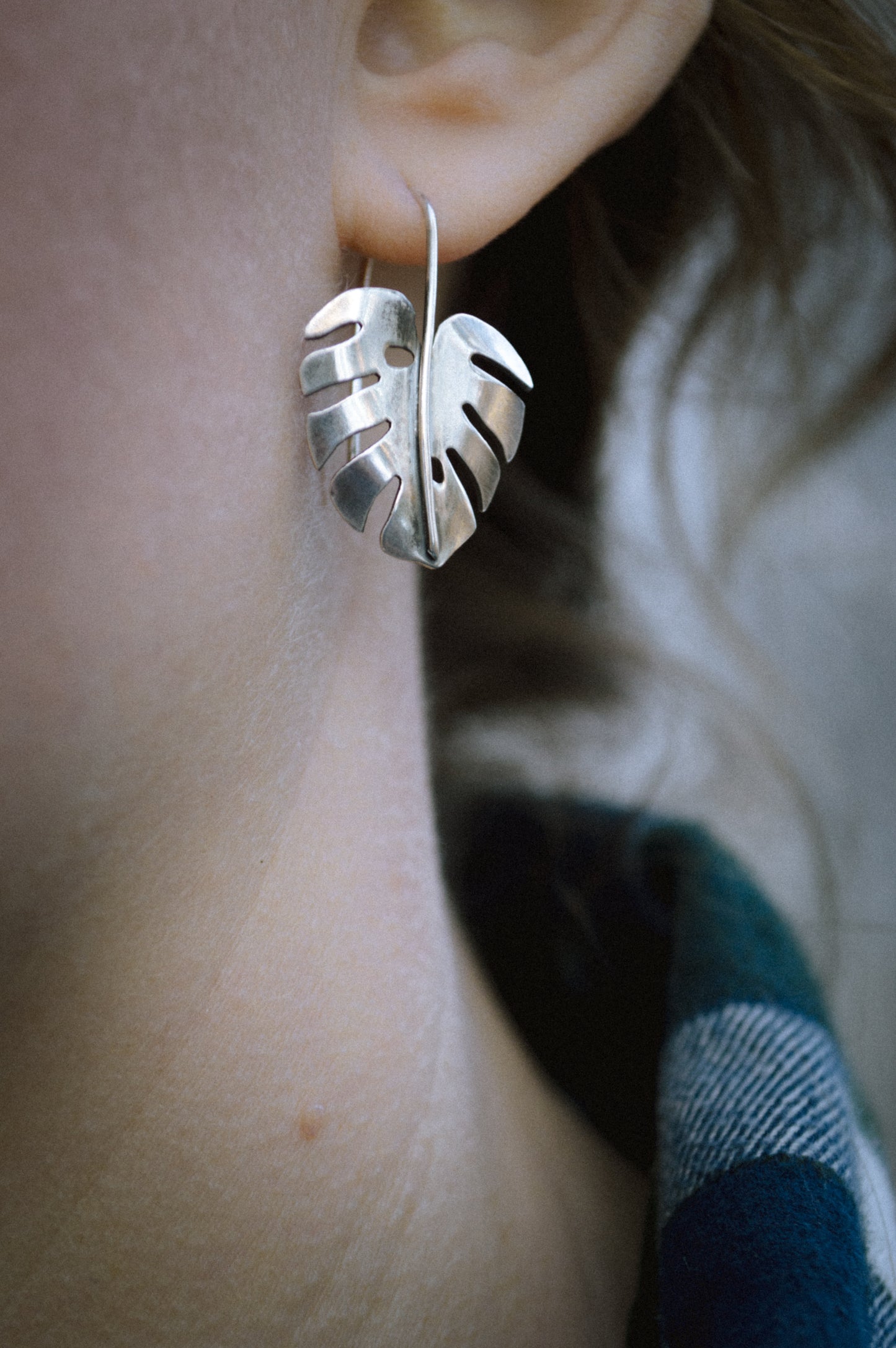 Sterling Monstera Earrings