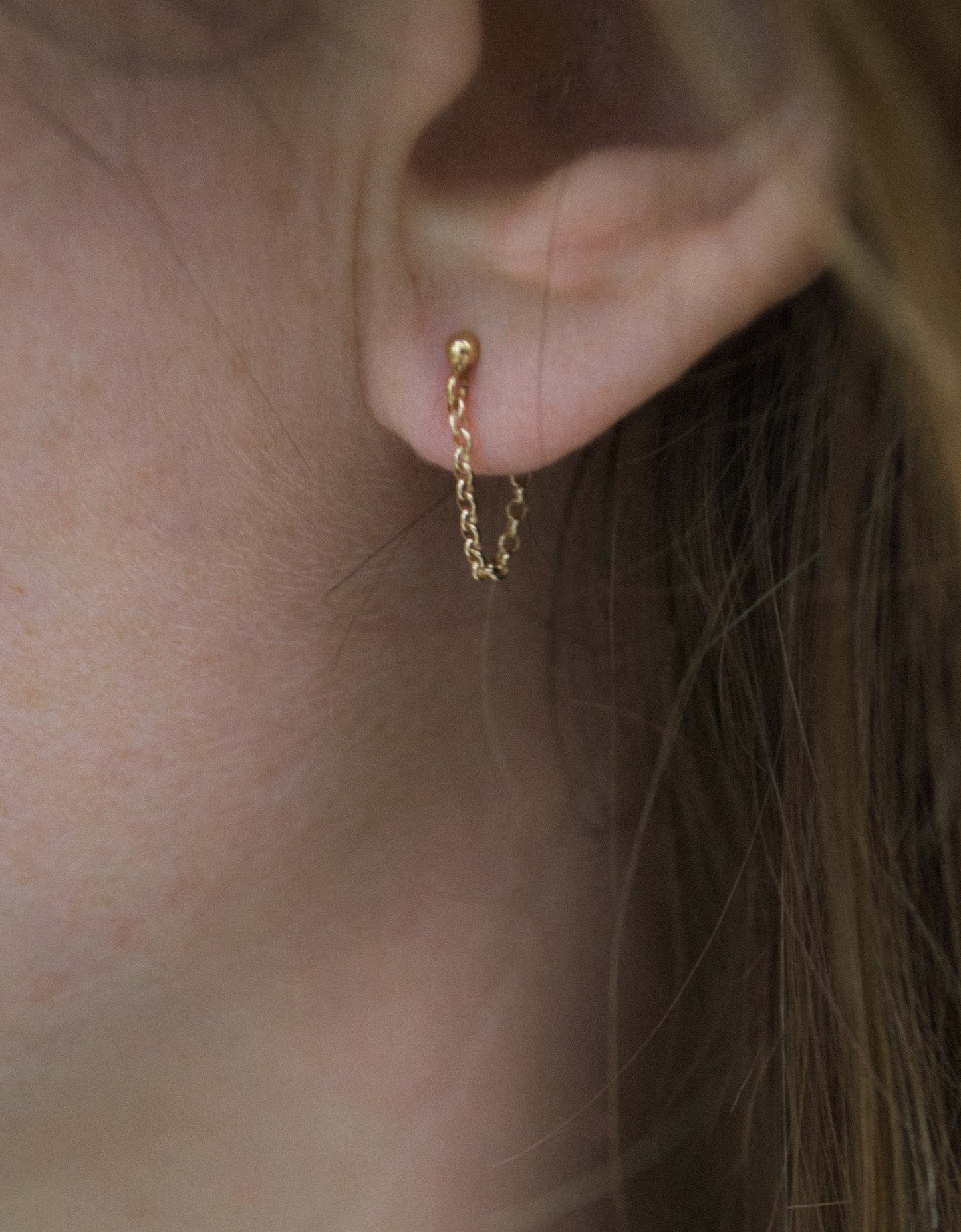 Gold Filled Huggie Chain Earrings