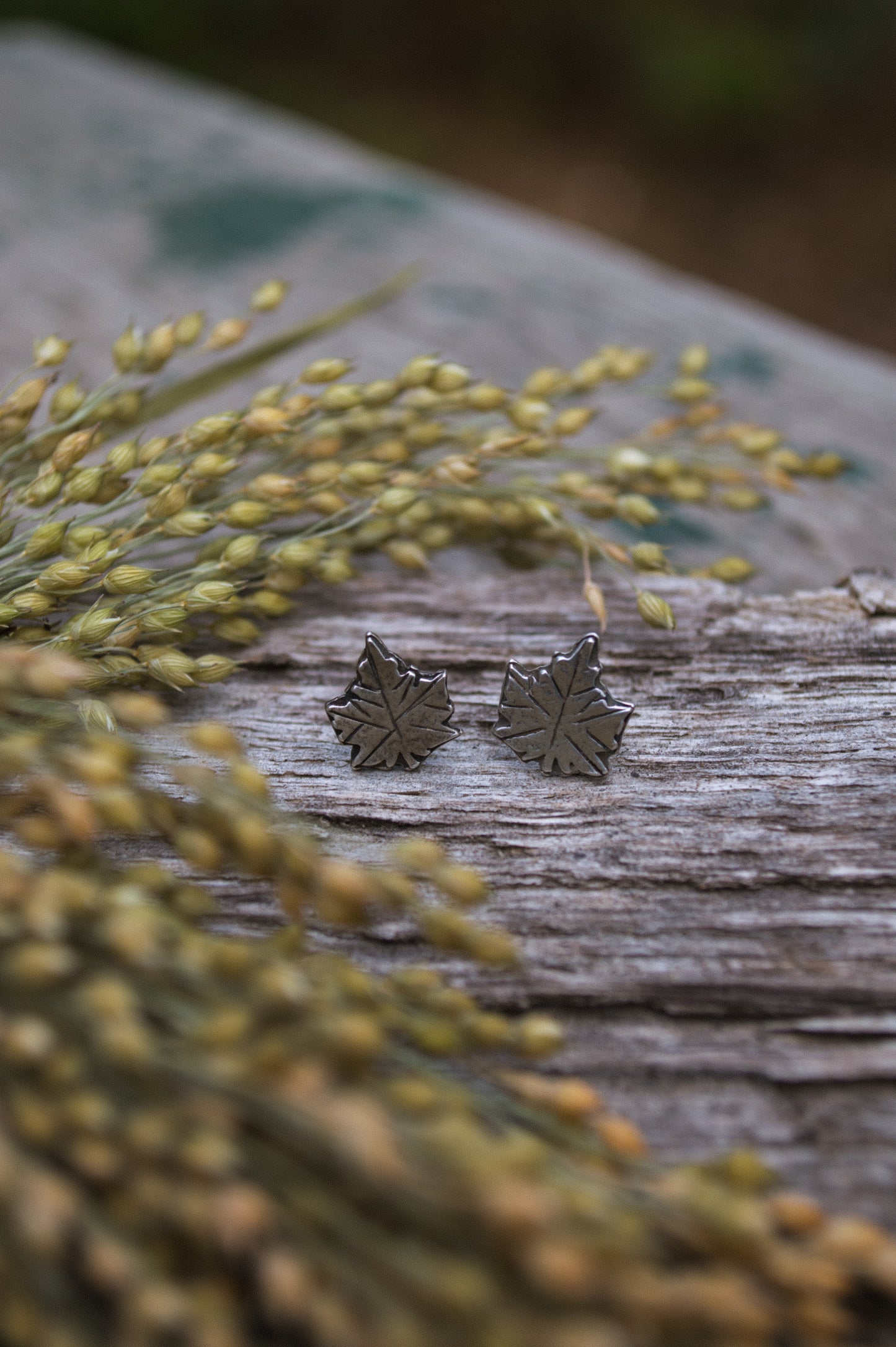 Sterling Maple Leaf Studs