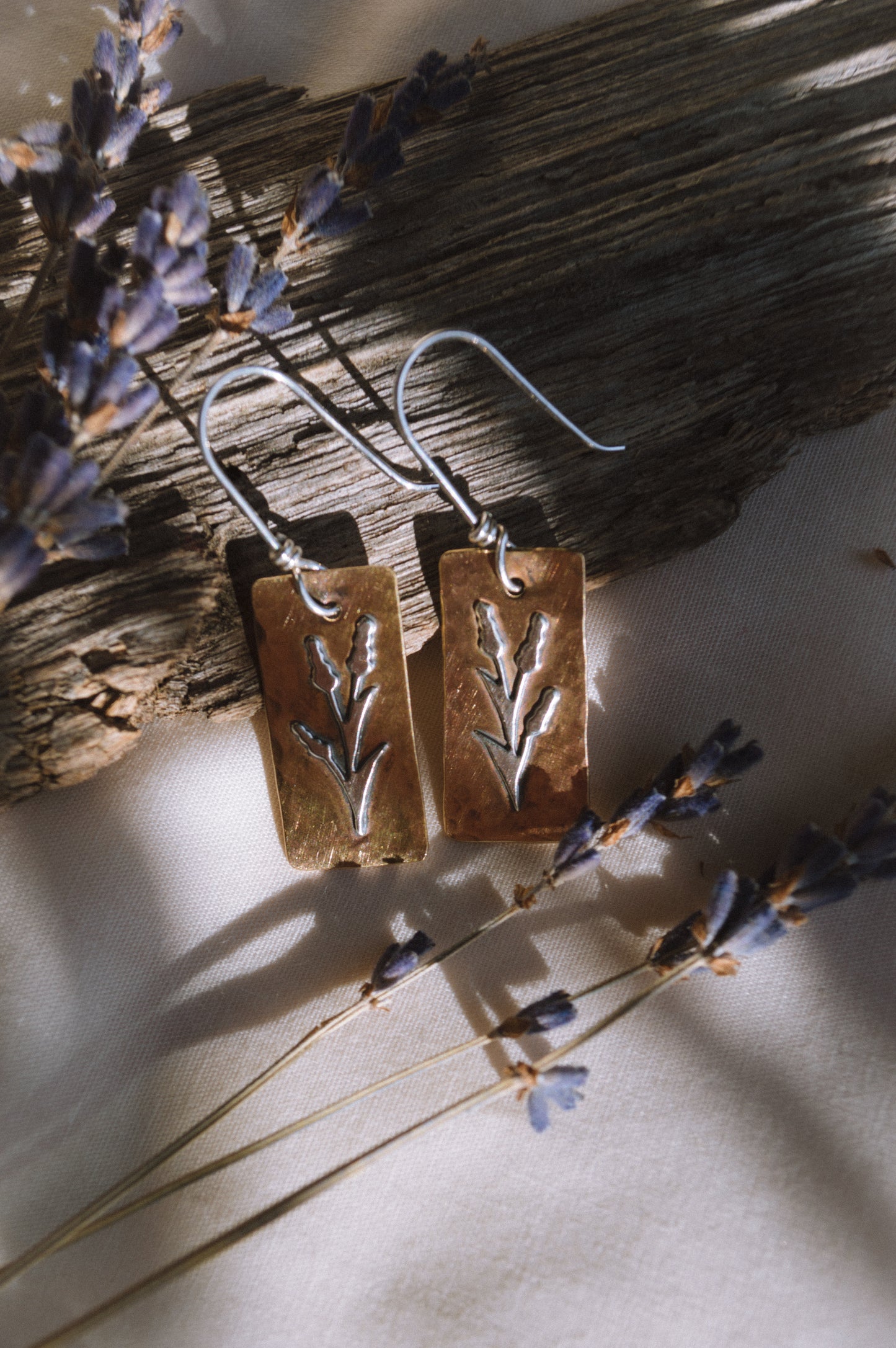 Mixed Metal Lavender Earrings