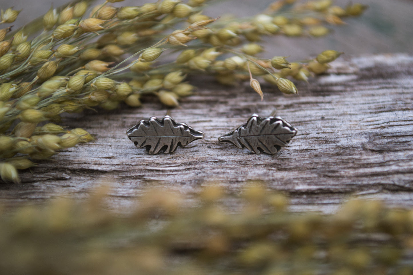 Sterling Oak Leaf Studs