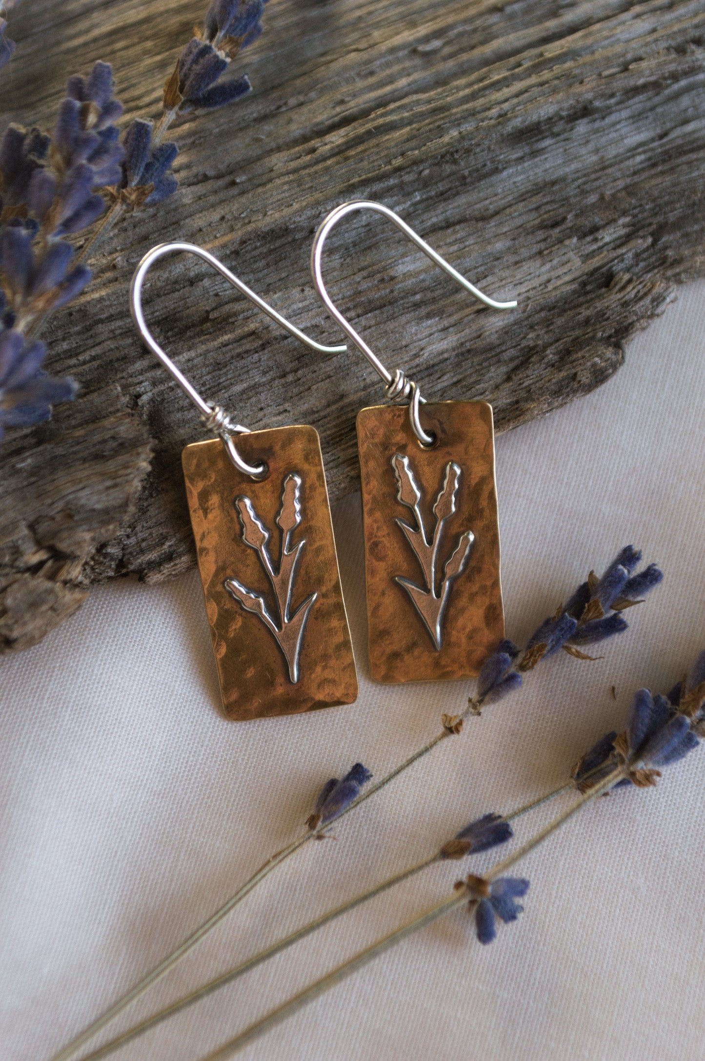 Mixed Metal Lavender Earrings