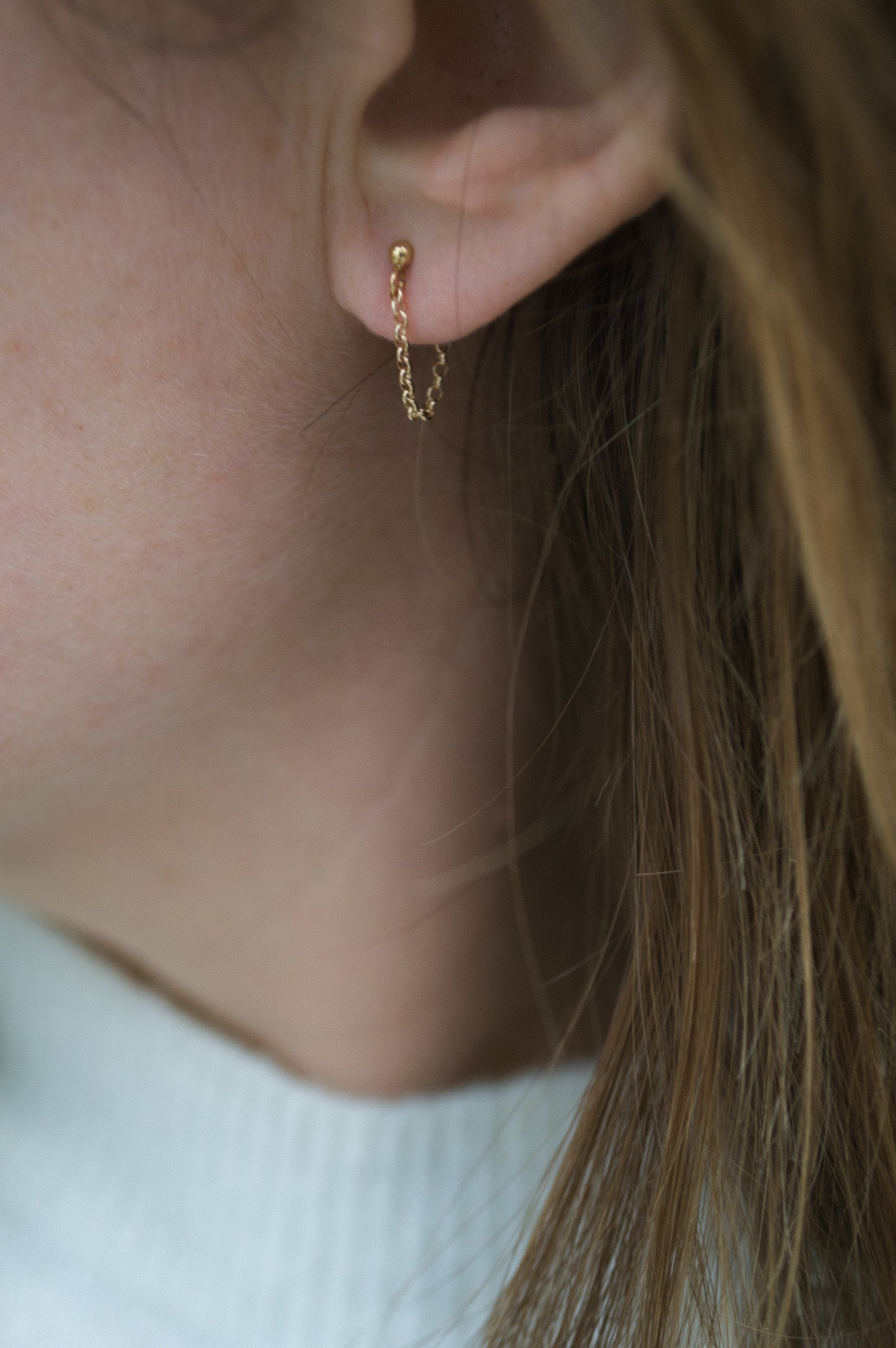 Gold Filled Huggie Chain Earrings
