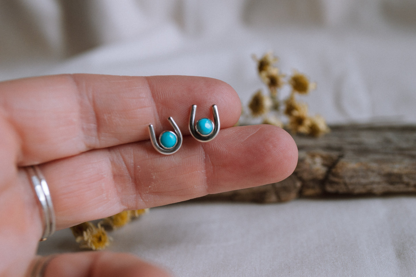 Lucky Horseshoe Turquoise Earrings