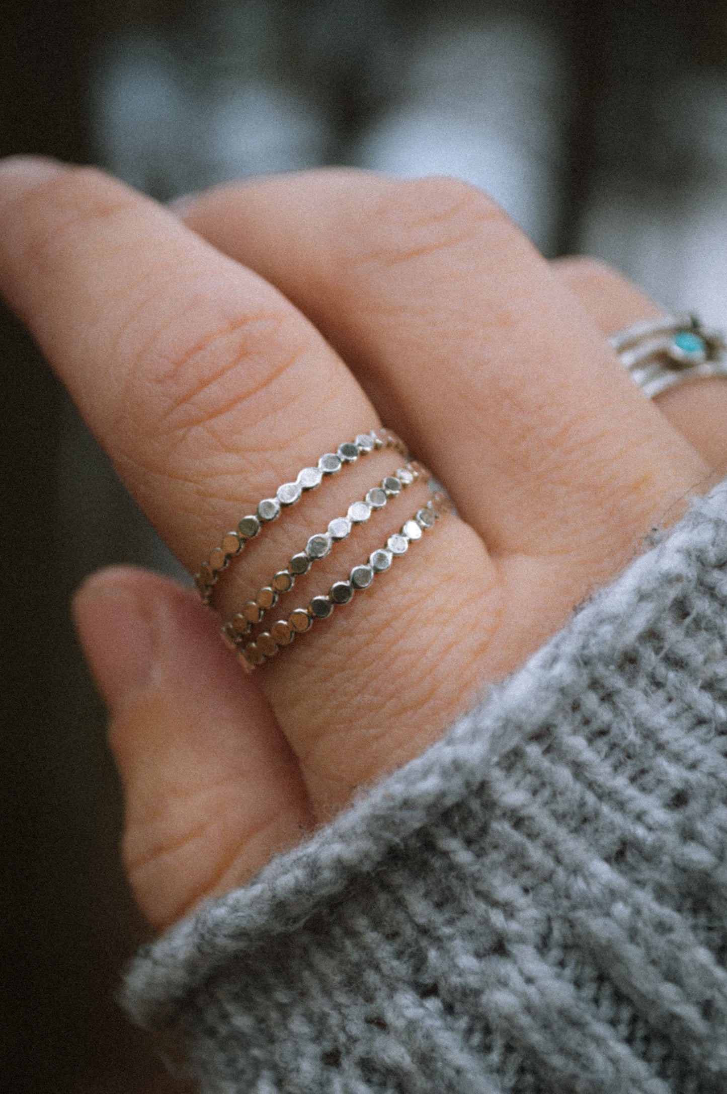 Beaded Stacking Ring - sterling