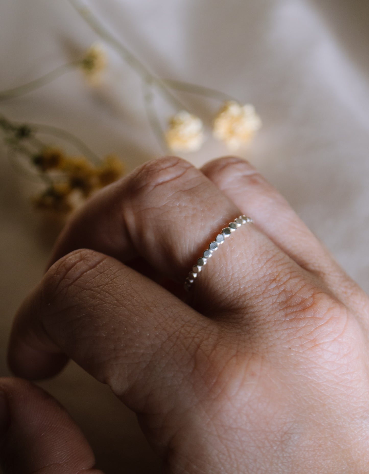 Beaded Stacking Ring - sterling