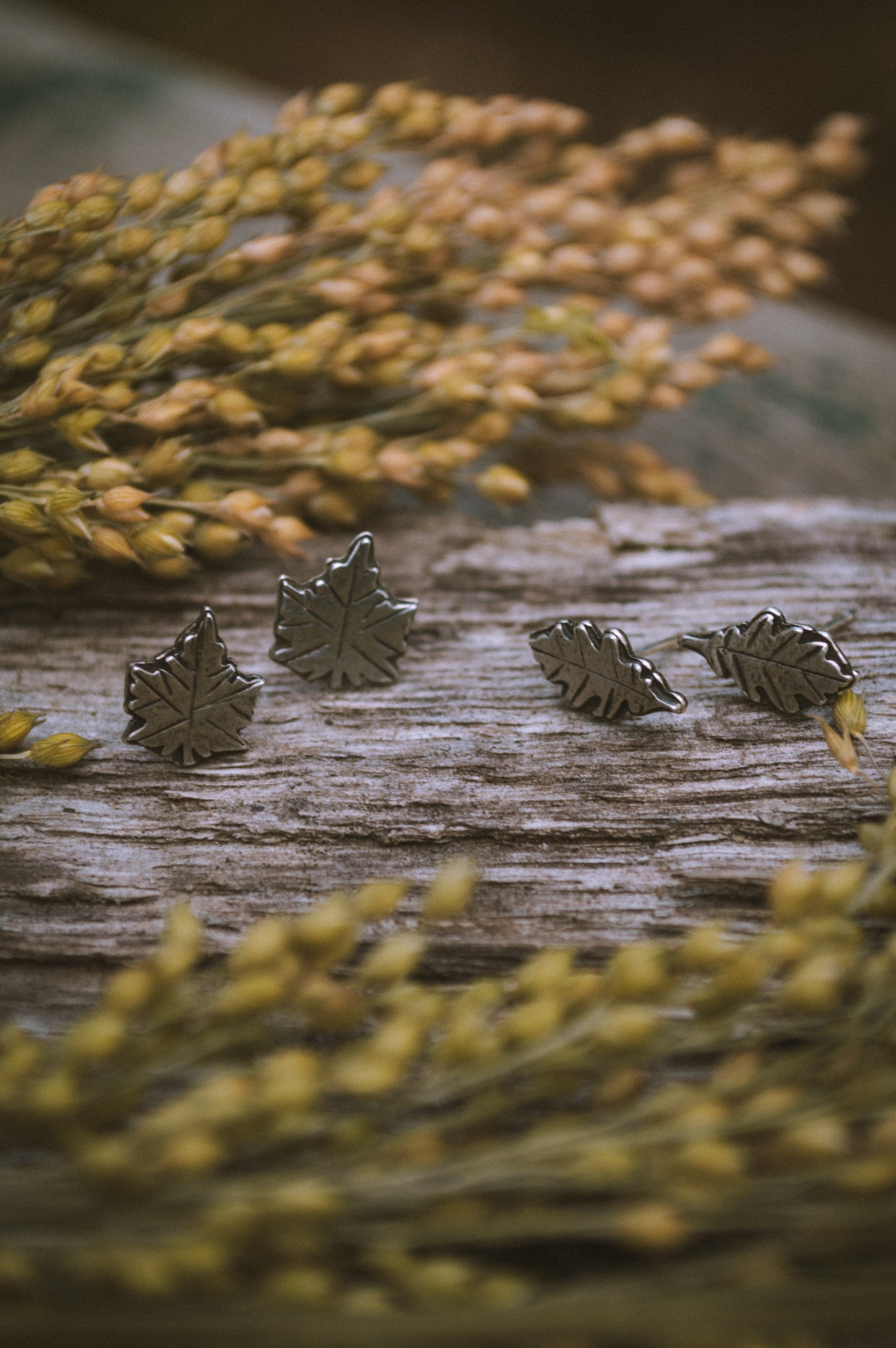 Sterling Oak Leaf Studs