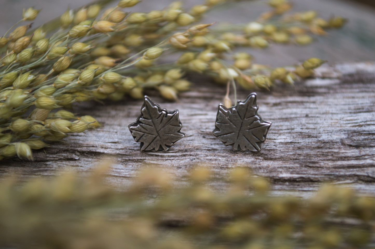 Sterling Maple Leaf Studs