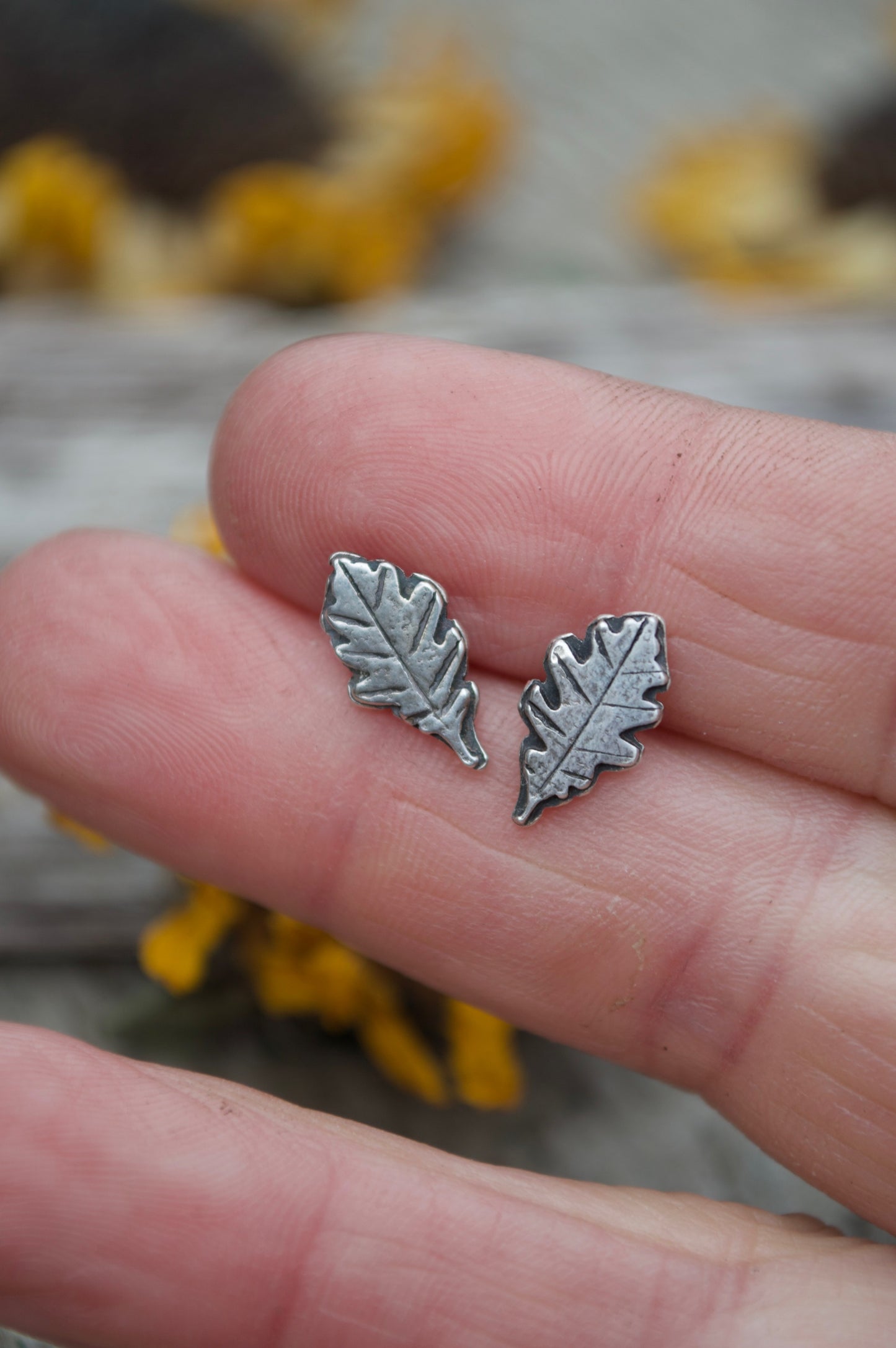 Sterling Oak Leaf Studs