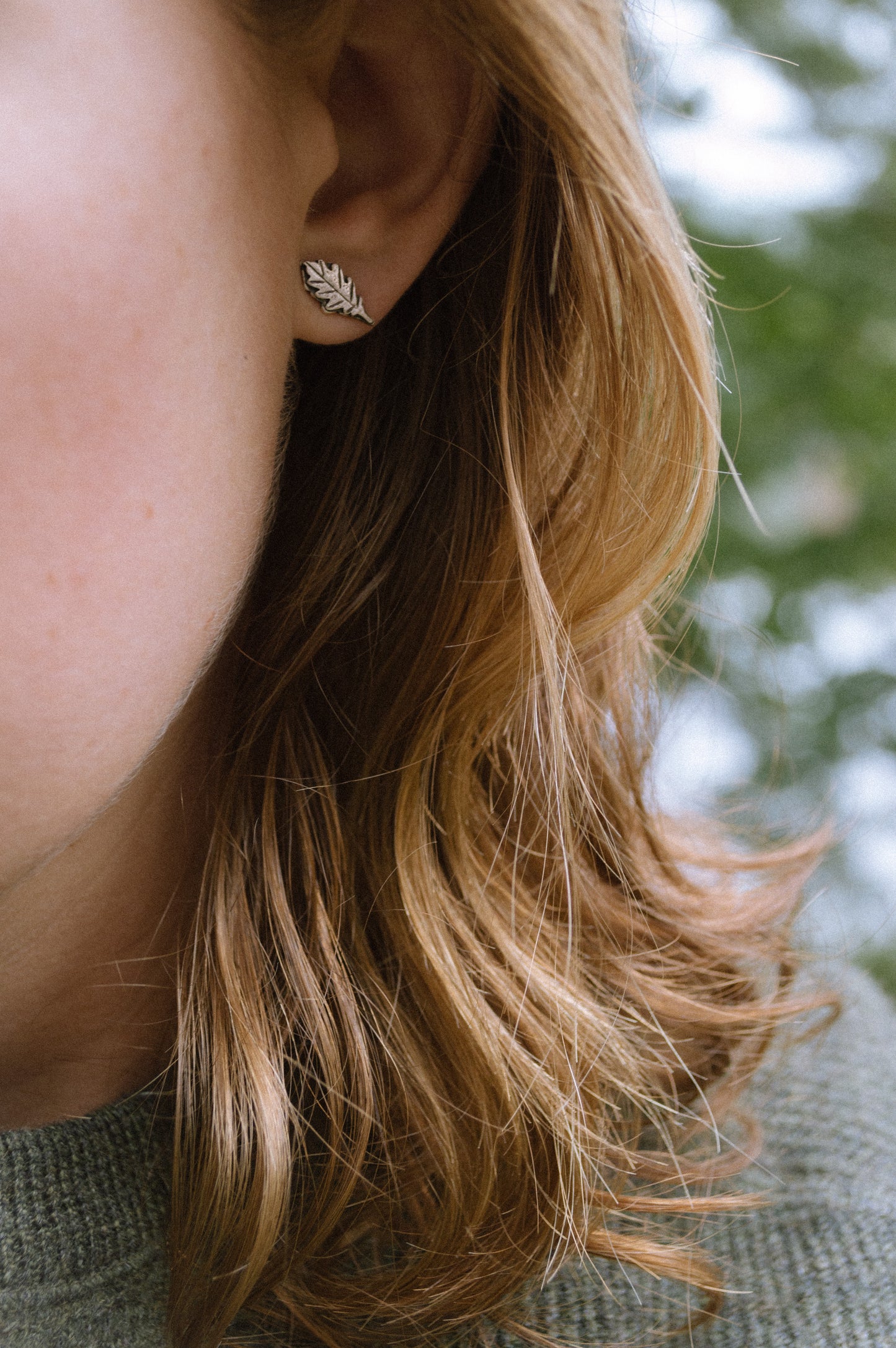 Sterling Oak Leaf Studs