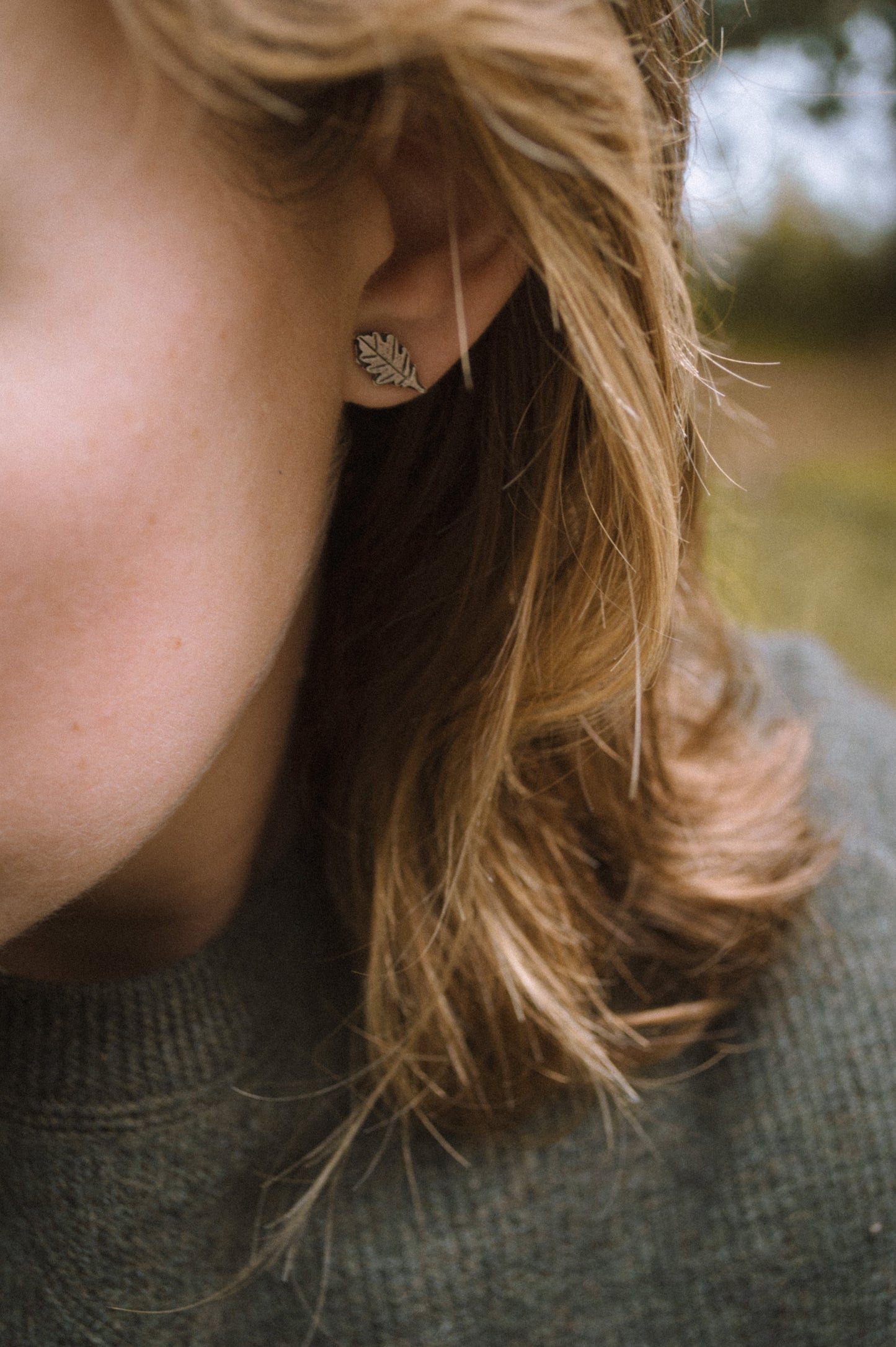 Sterling Oak Leaf Studs