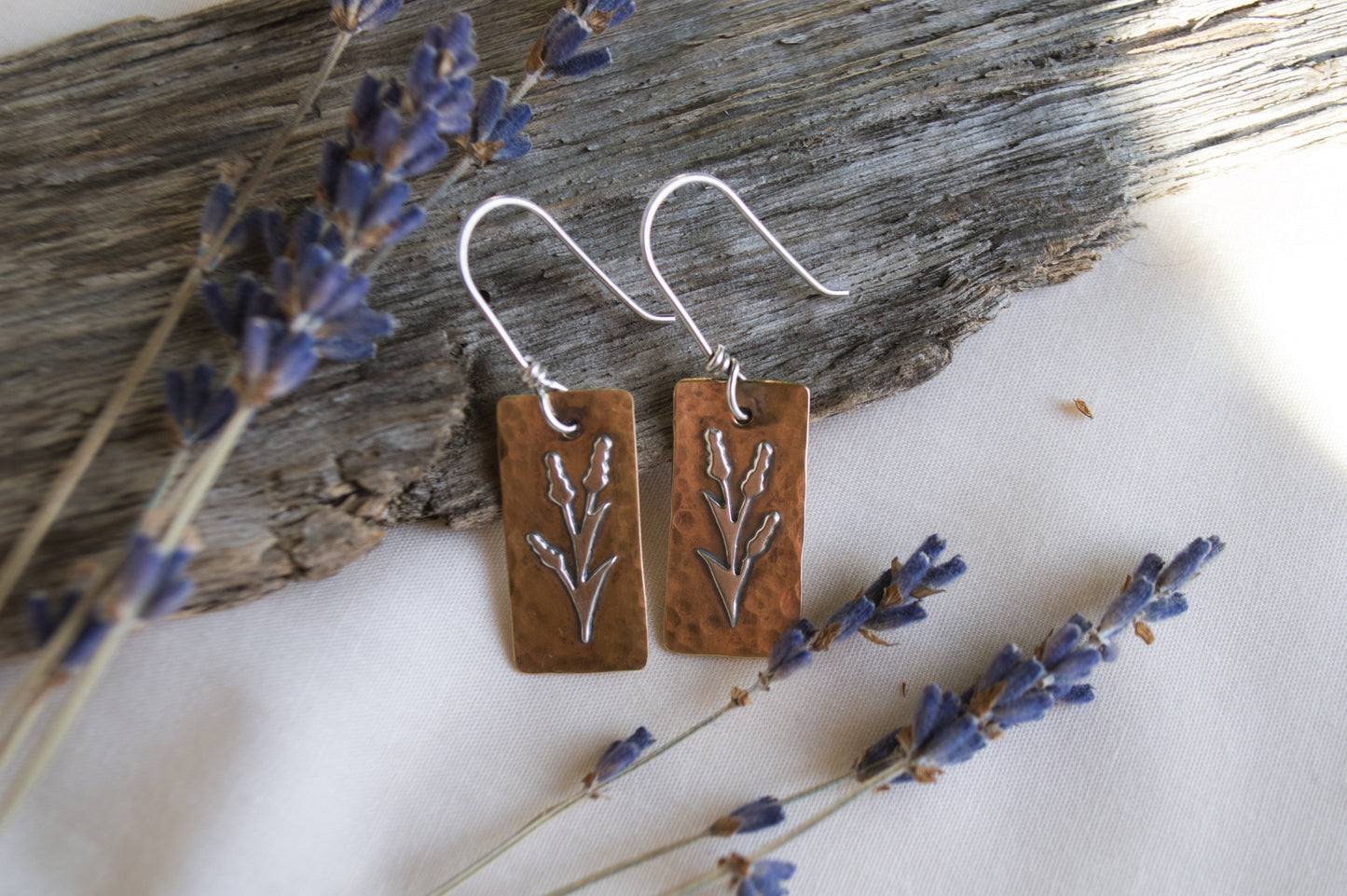 Mixed Metal Lavender Earrings