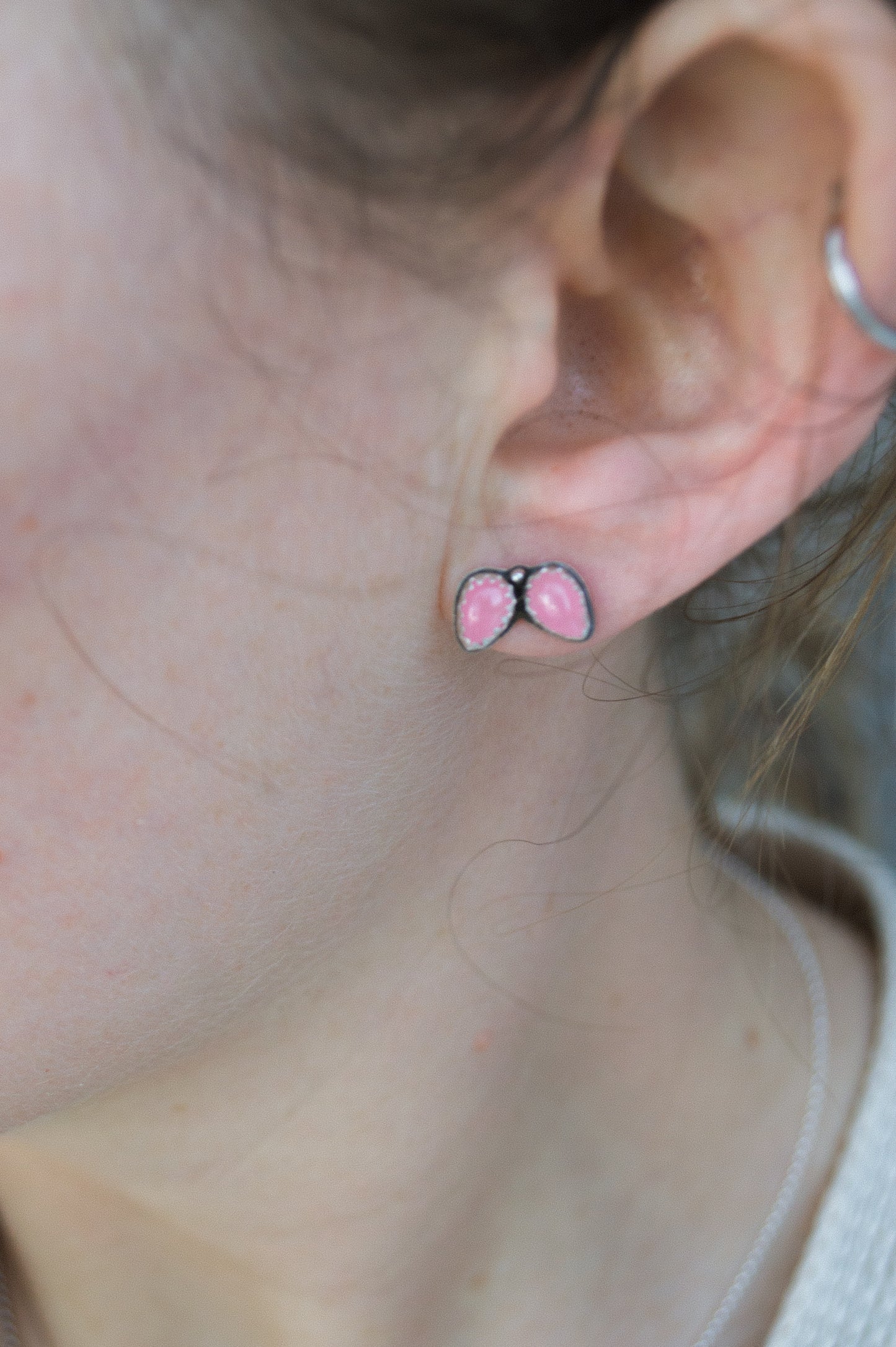 Pink Jade Stud Earrings
