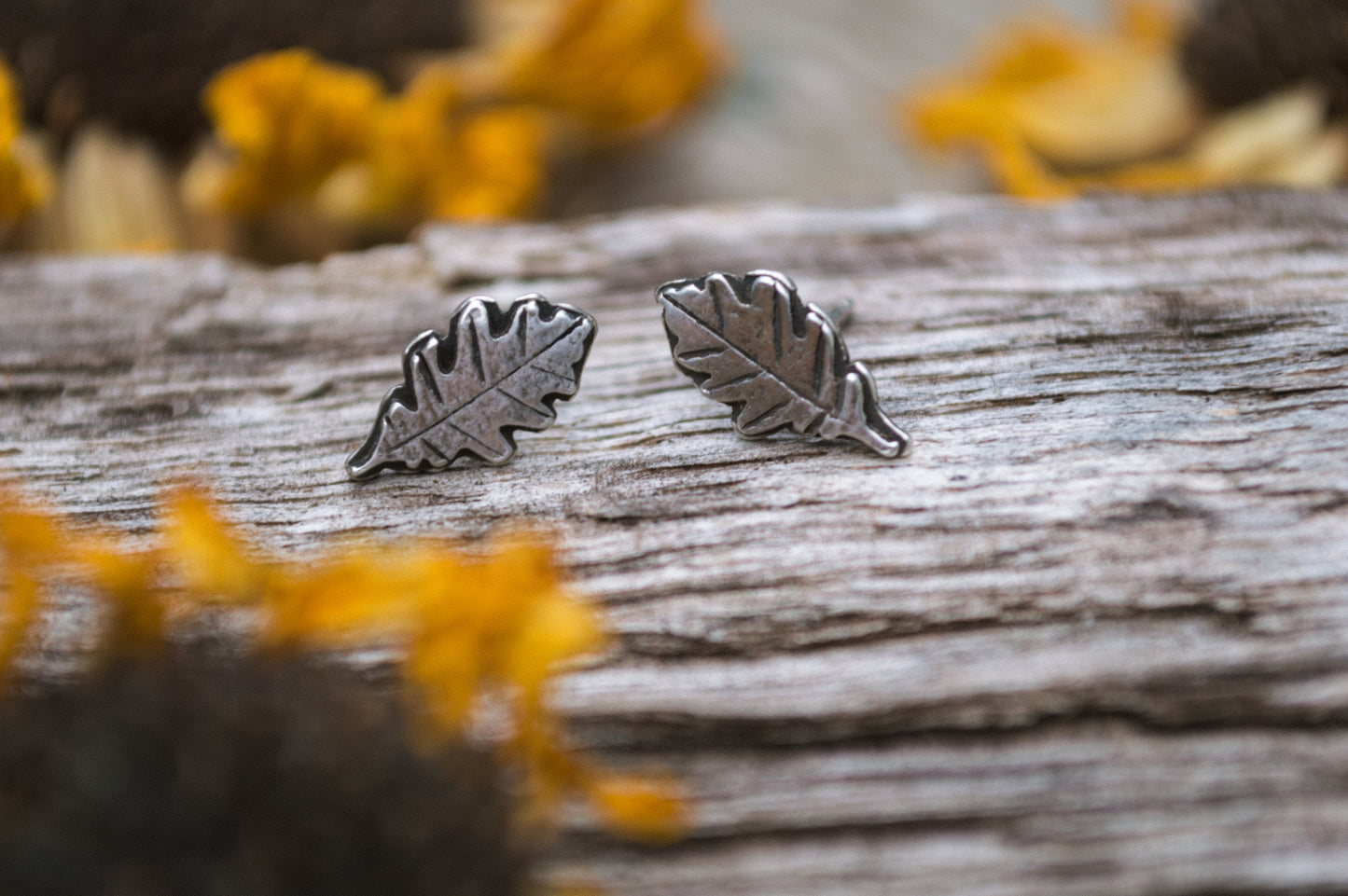 Sterling Oak Leaf Studs