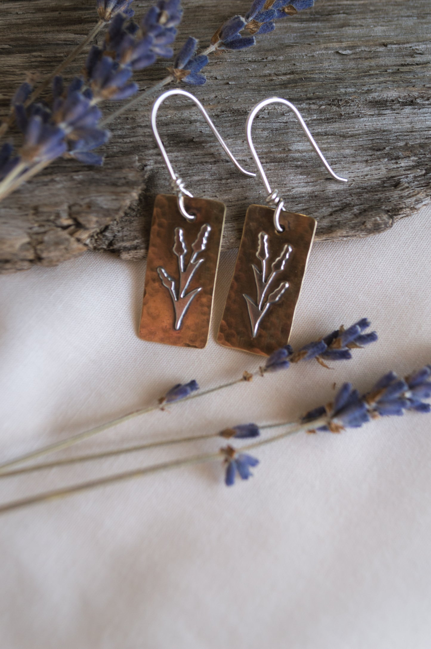 Mixed Metal Lavender Earrings