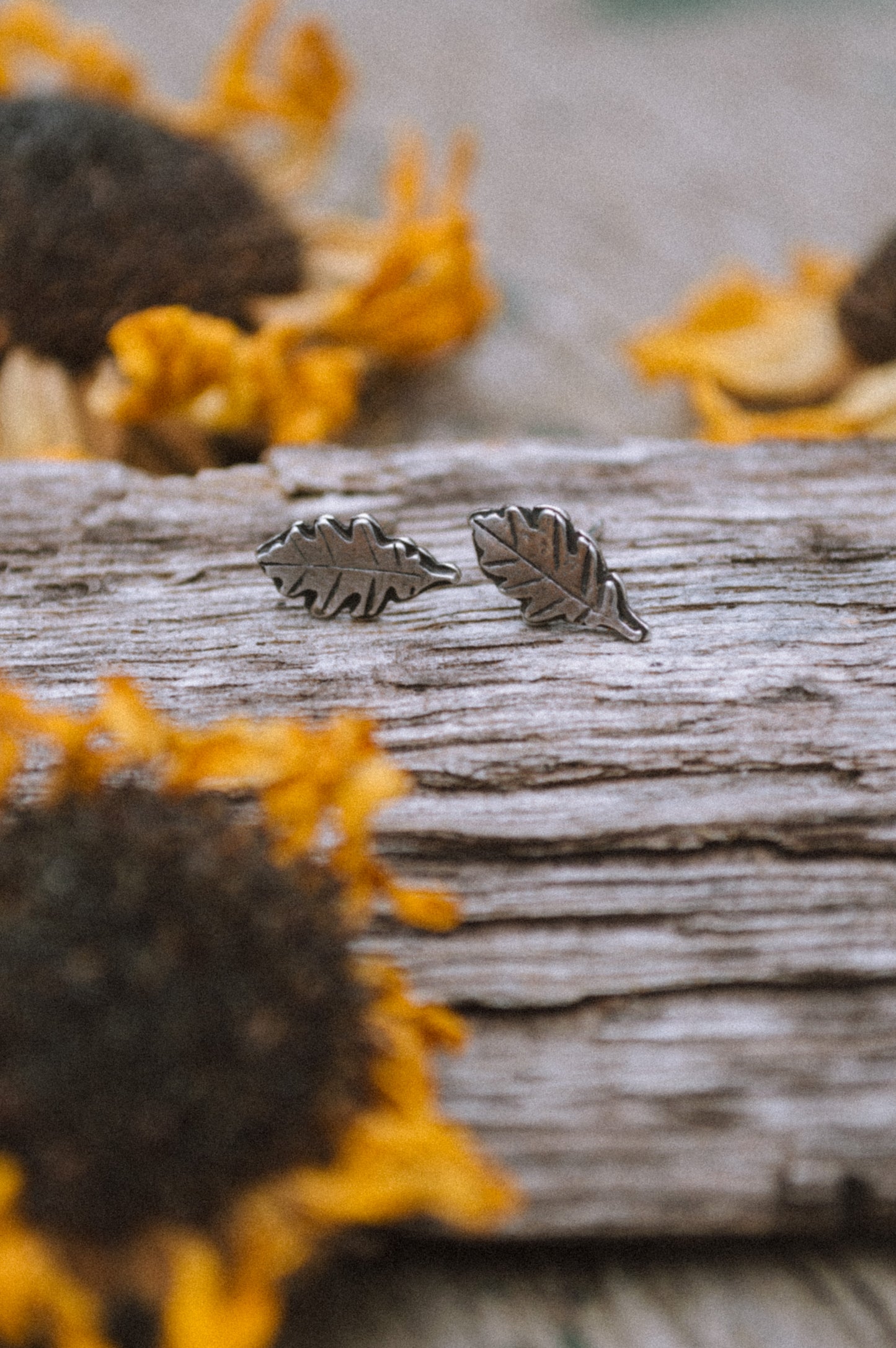 Sterling Oak Leaf Studs