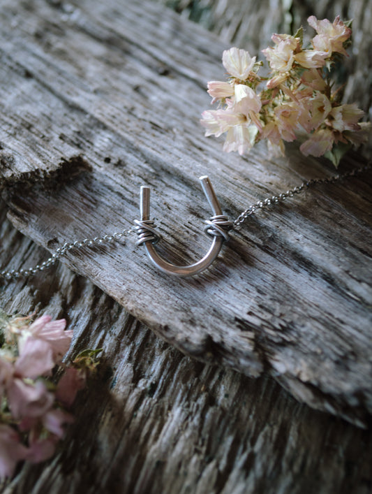 Wire Wrapped Horseshoe Necklace