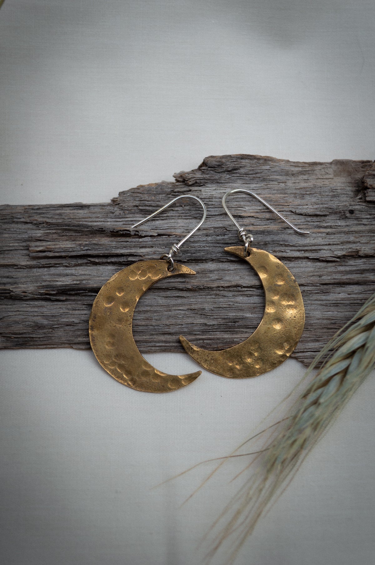 Mixed Metal Moon Earrings