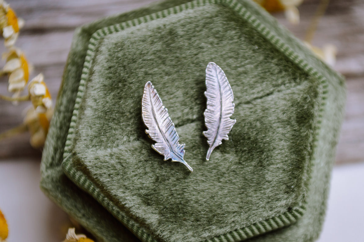 Dainty Feather Studs