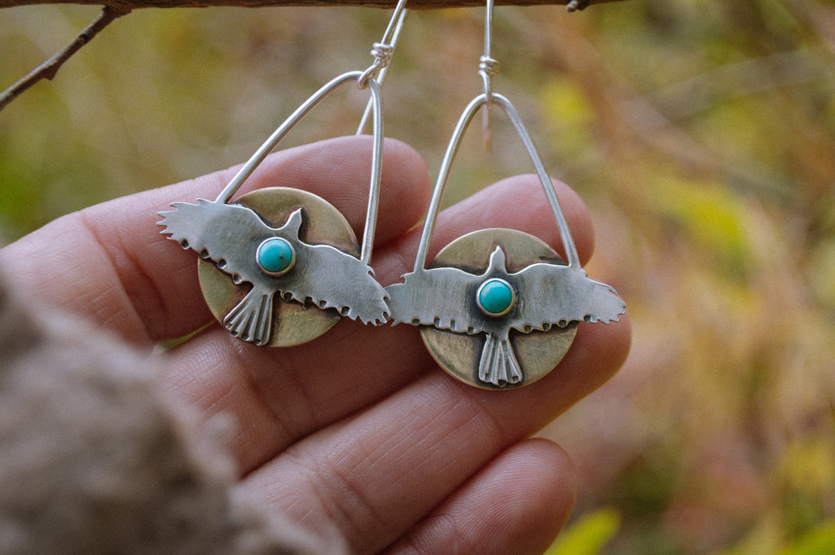 Turquoise Hawk Swing Earrings