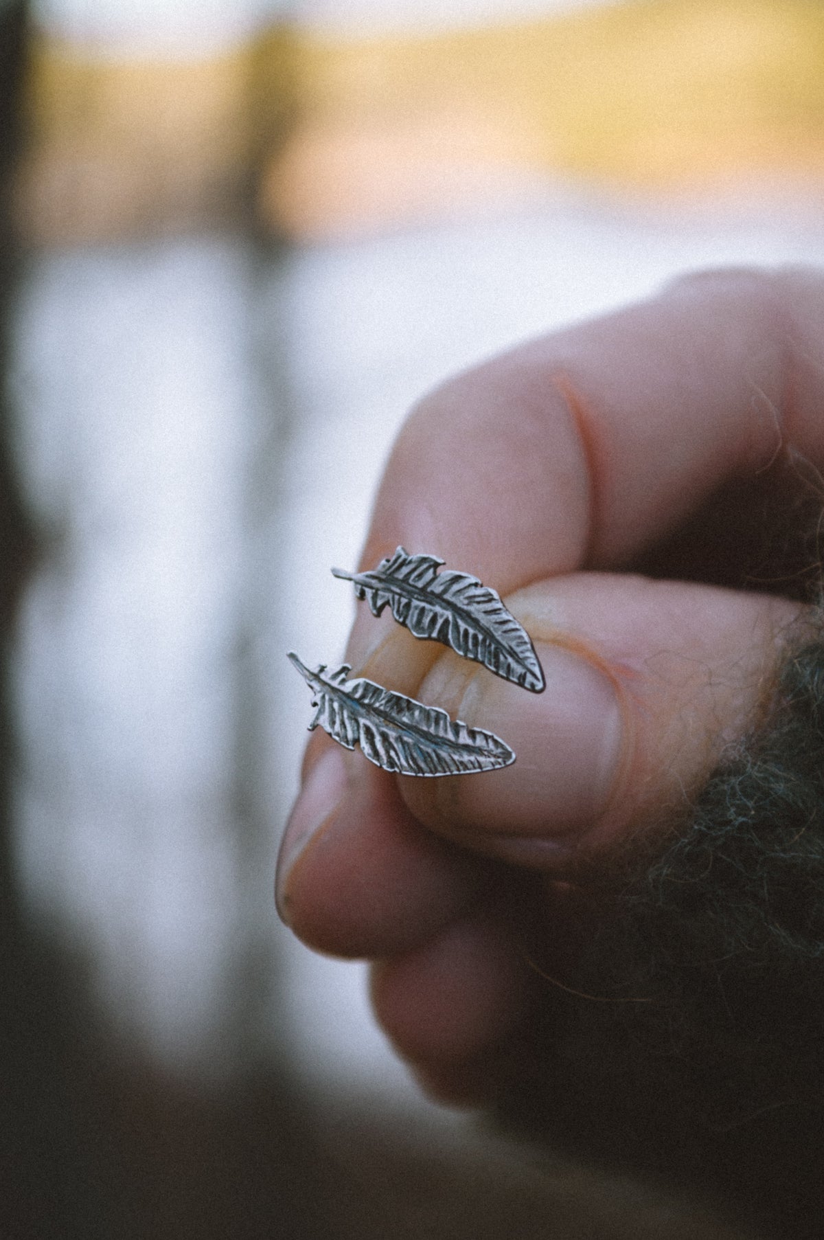 Dainty Feather Studs