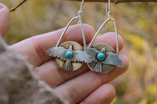 Turquoise Hawk Swing Earrings