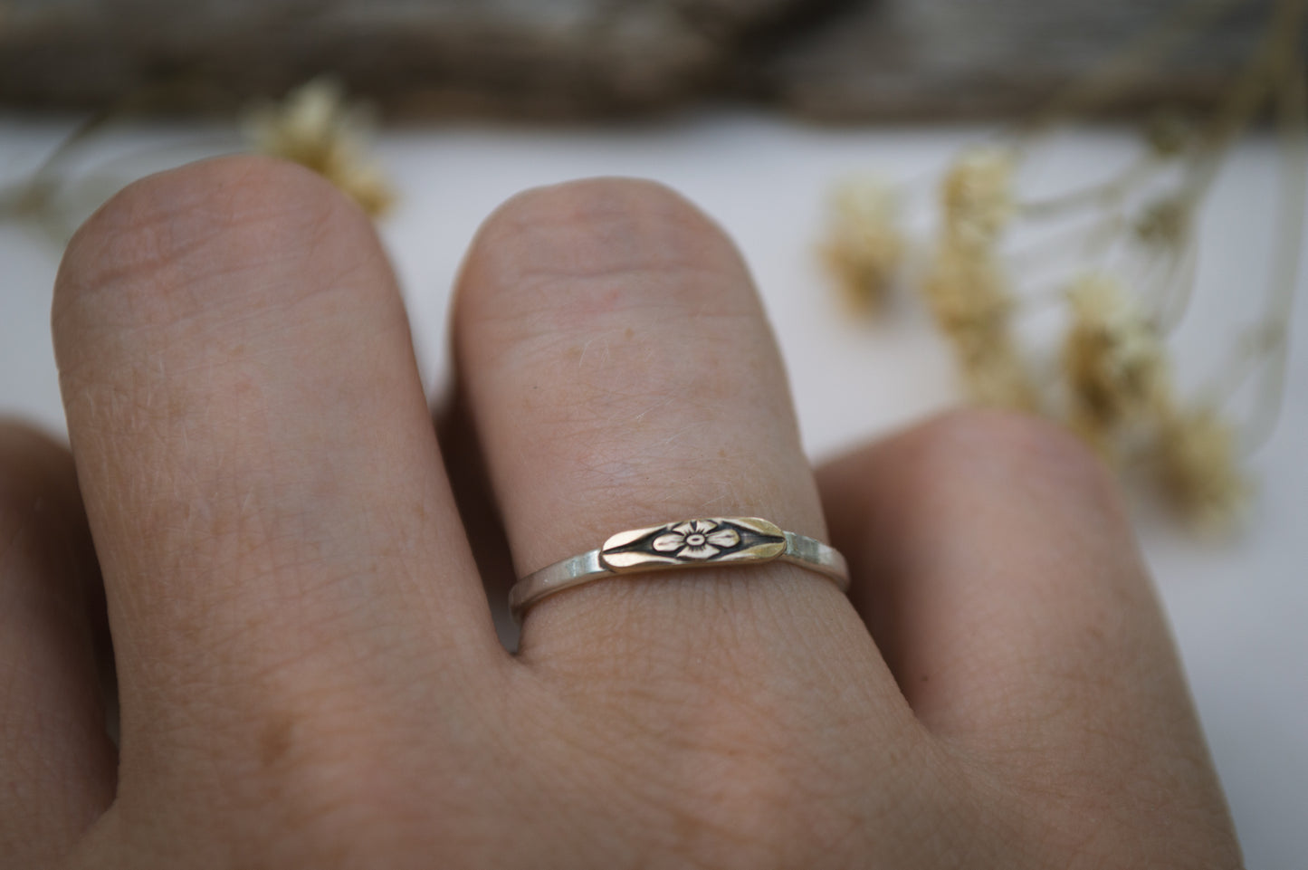 Mixed Metal Forget Me Not Ring