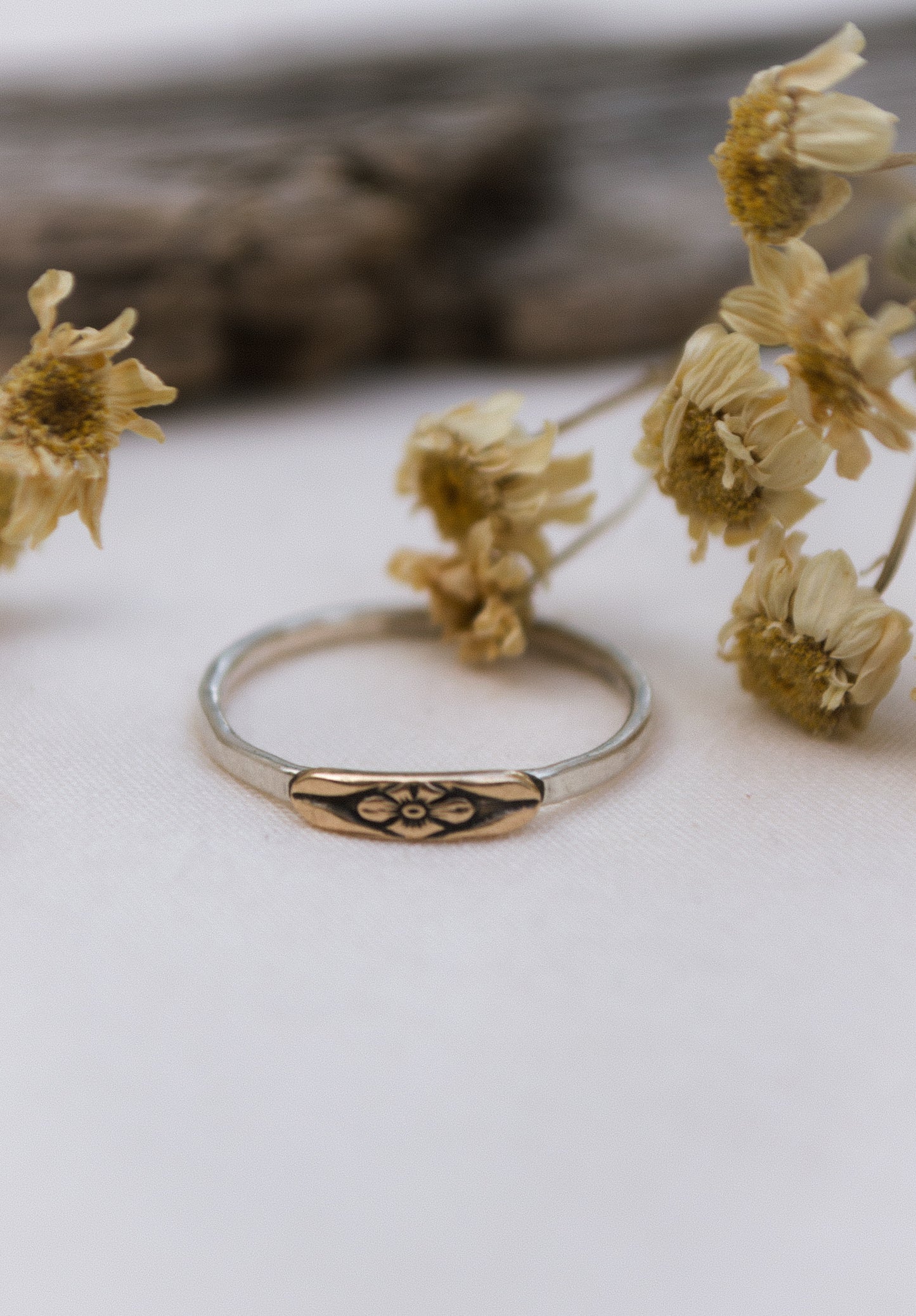 Mixed Metal Forget Me Not Ring