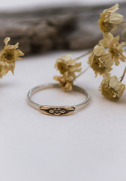 Mixed Metal Forget Me Not Ring