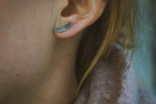Dainty Feather Studs