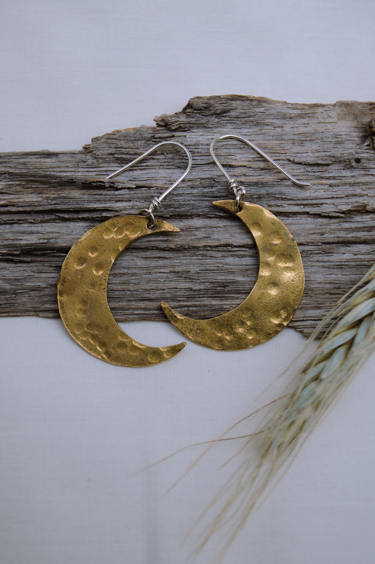 Mixed Metal Moon Earrings