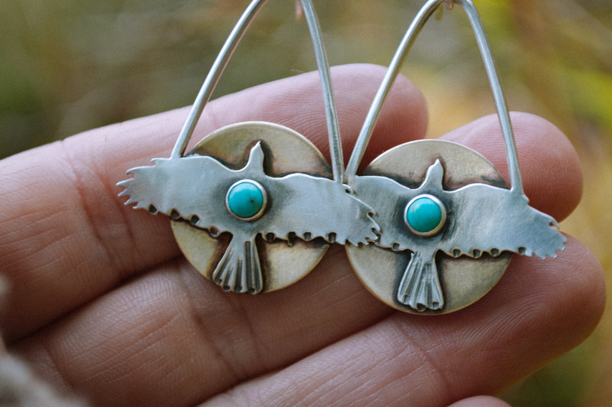 Turquoise Hawk Swing Earrings