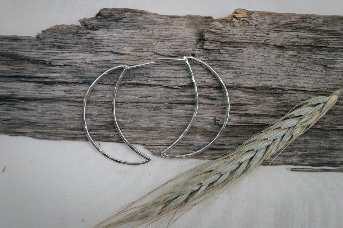 Sterling Silver Crescent Moon Studs