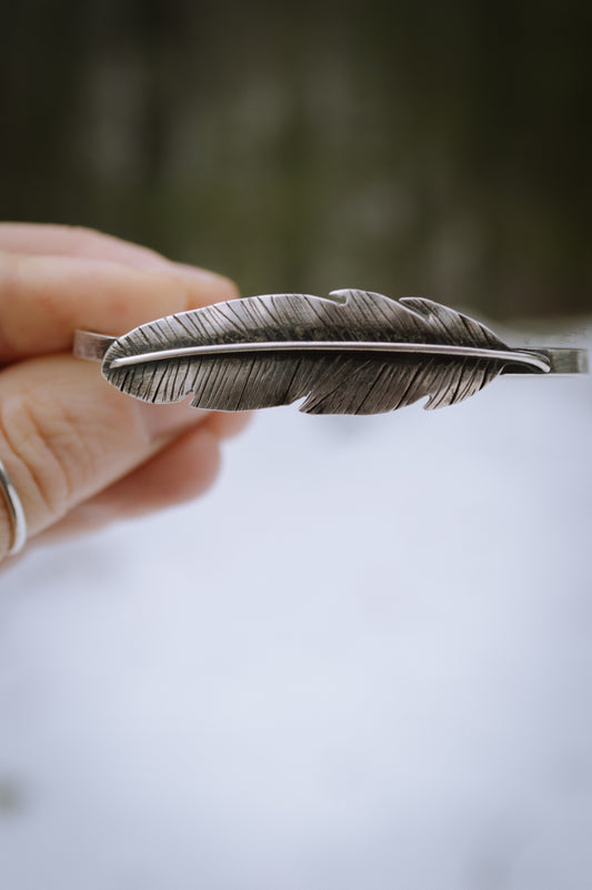 Sterling Feather Cuff - Size Small