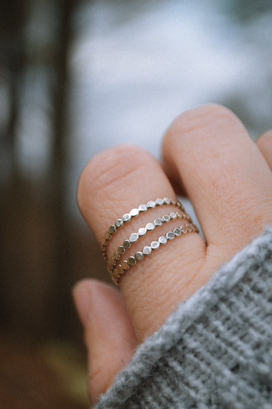 Beaded Stacking Ring - sterling